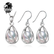 Fenasy flor joyería de la perla, perla natural colgante de collar y aretes, pendientes naturales para las mujeres, de la boda joyería