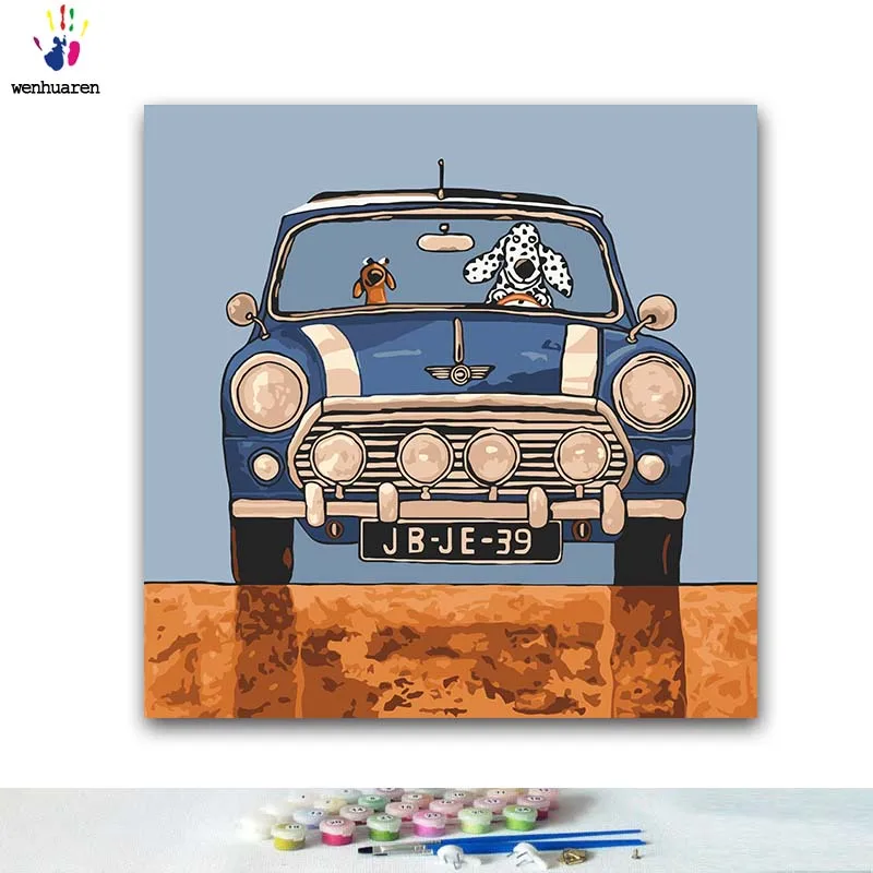 DIY цветные картинки по номерам с цветами автомобиля животных иллюстрация Картина Рисунок по номерам Обрамленный дом - Цвет: 7046