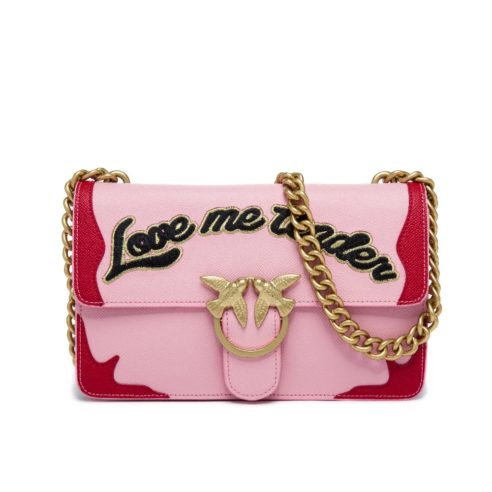 

Luxury brand design double swallow lock chain shoulder bag Dionysus letters embroidered pattern cowhide square bag real leather