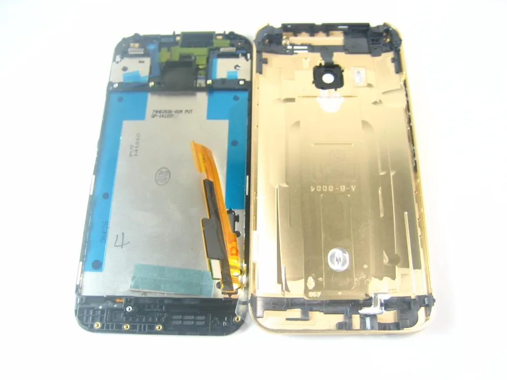 Replacement Full Front LCD Display Touch Screen Digitizer Gold Frame with Back Cover Housing for HTC