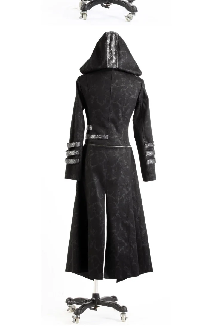 Модная женская черная тонкая куртка со шляпой Streampunk Gothic Visual Kei zipper Съемная длинная и короткая куртка с капюшоном в стиле Панк Rave Y-364