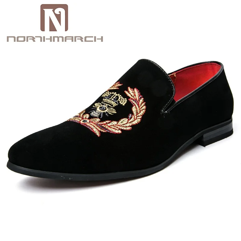 

NORTHMARCH New Spring Men Shoes Velvet Loafers Wedding Shoes Embroidered Casual Shoes Men Slip-On Driving Moccasins Men Zapatos