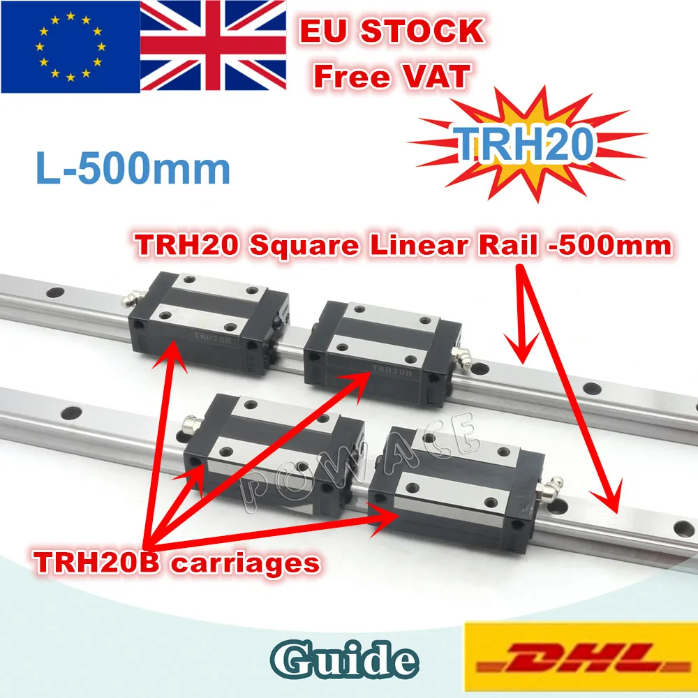 [ЕС сток] TRH20 квадратная линейная направляющая 500 мм/800 мм для фрезерного станка с ЧПУ+ TRH20B Квадратный Блок