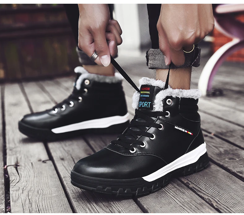 SERENE Brand Men's Boots Big Size Waterproof Male Leather Shoes Work Boot Warm Fur Winter Casual Snow Sneakers Mens Ankle Boots (11)