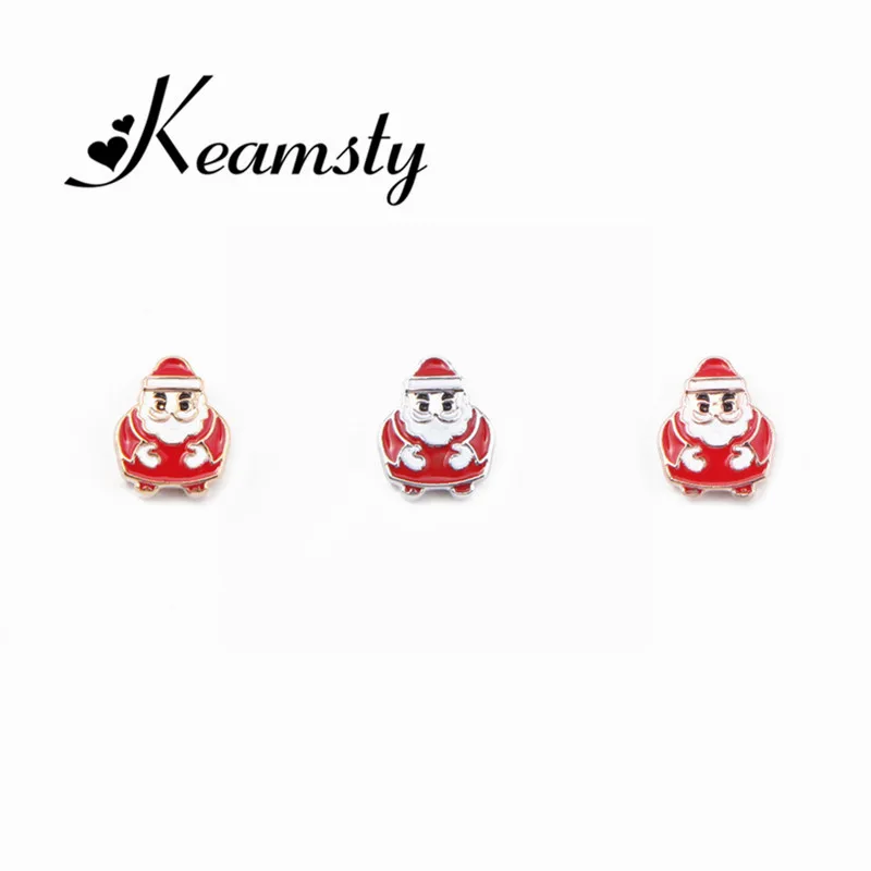 Keamsty 6 шт. Санта Клаус Рождественский подарок 10 мм серебряный шарм скольжения для