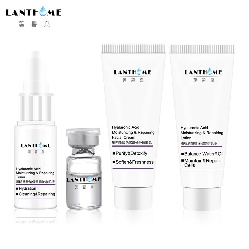 

4pc Pure Hyaluronic Acid Moisturizing Skin Care Set Emulsion Acne Scar Removal Cream Korean Cosmetics Face Care Beaute Femme