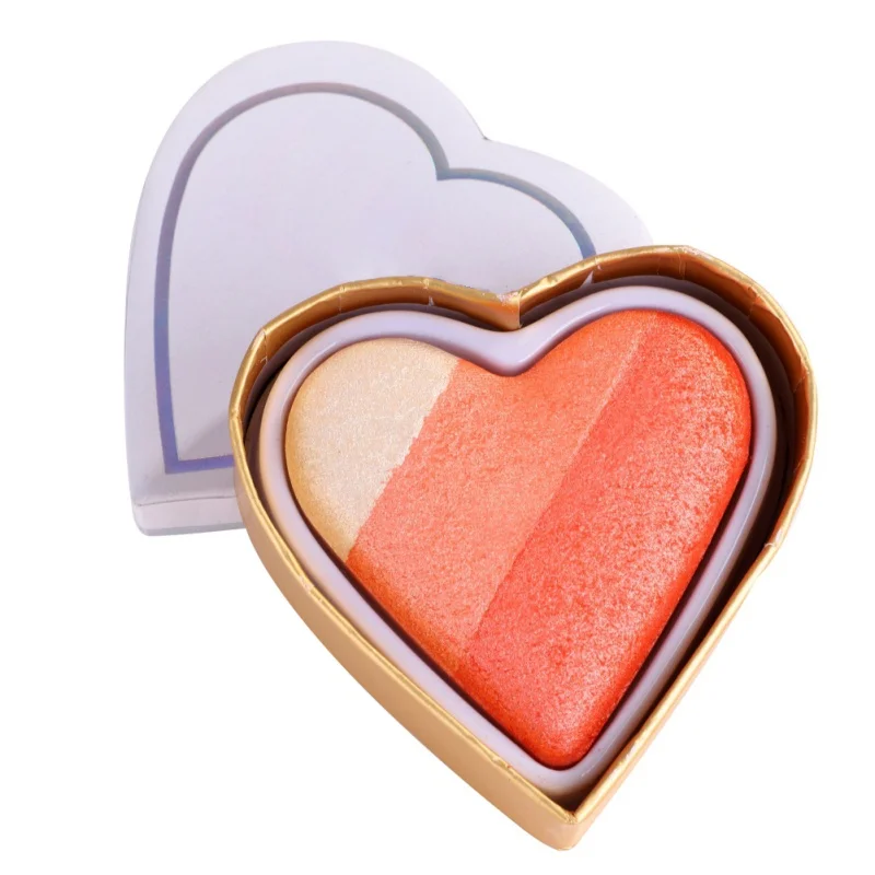 Гладкая палитра теней для век Shimmer Heart Shaped Blush Eye Shadow Makeup Cosmetic Blush Cream - Цвет: GA0215A2