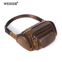 WEIXIER Новая Винтажная натуральная кожа маленькие поясные сумки Мужская сумка на талию поясная сумка для мужчин цепь поясная сумка для телефона высокое качество