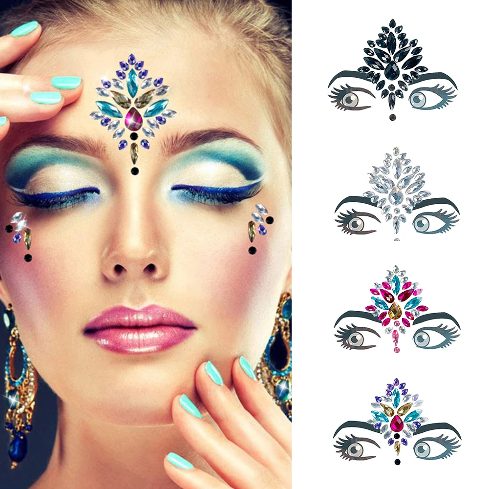 

1 Sheet Handpicked Bohemia Tribal Style 3D Crystal Sticker Face And Eye Jewels Forehead DIY Party Decor Temporary Tattoo Sticker