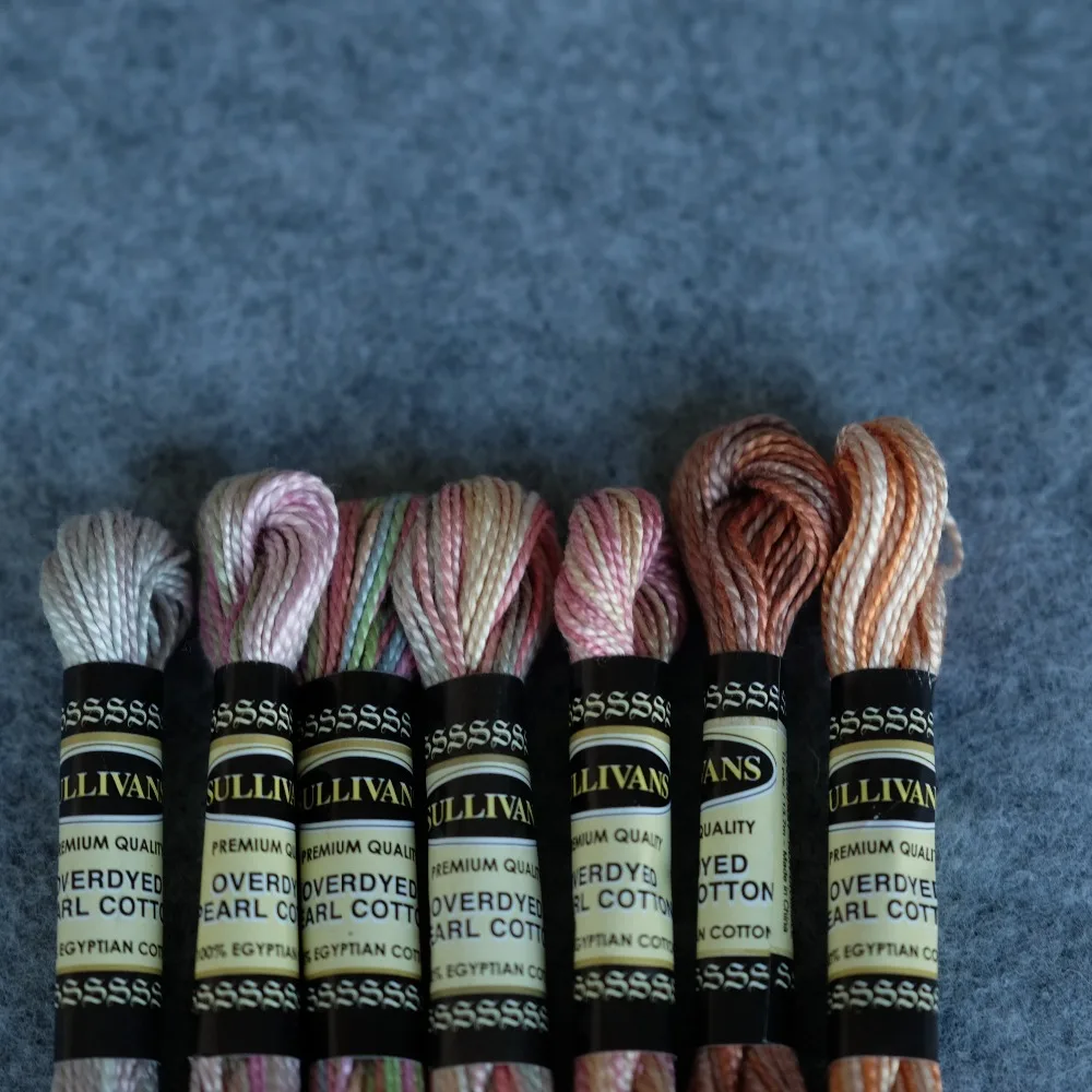 Осенние пестрые 7 цветов в наборе, размер 5, жемчужные хлопковые нитки для вышивки, 15 ярдов, 100, Египетский Мерсеризованный хлопковый комплект D