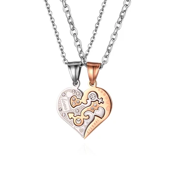 

BONISKISS Lovers' Romantic Stainless Steel Necklaces Wedding Anniversary Suspension Pendant Necklace Women Gold Jewelry