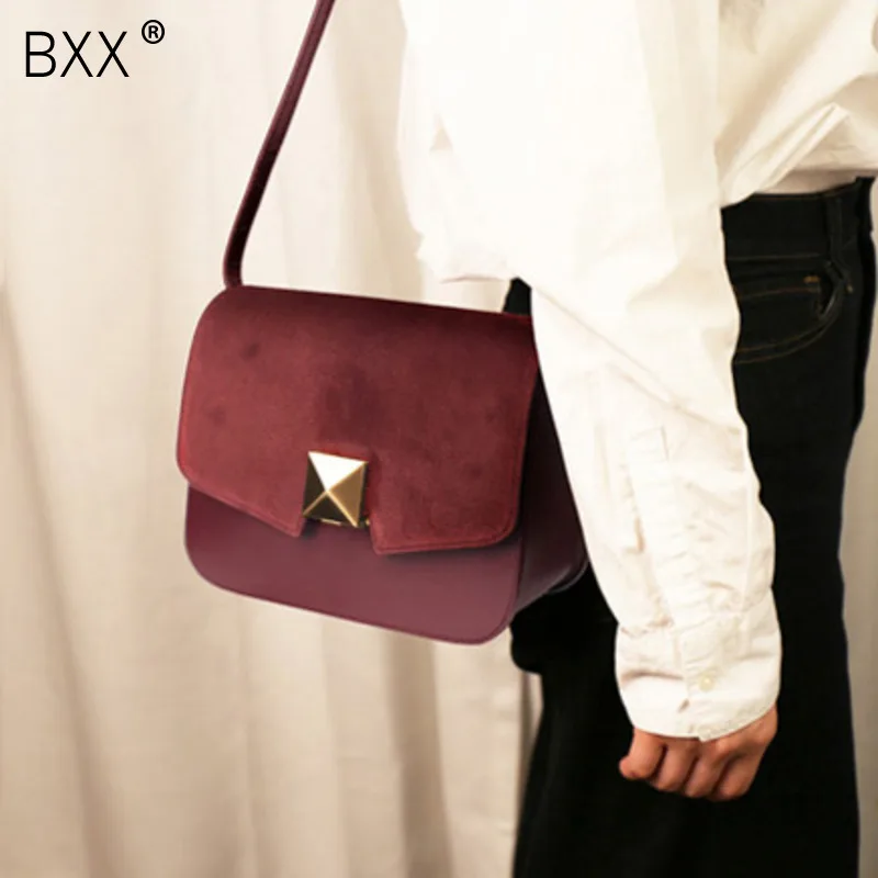 

[BXX] Women's Single Shoulder Crossbody Bag All-match Flap Fashion Temperament Design Velvet Bag 2019 Autumn Package HG354