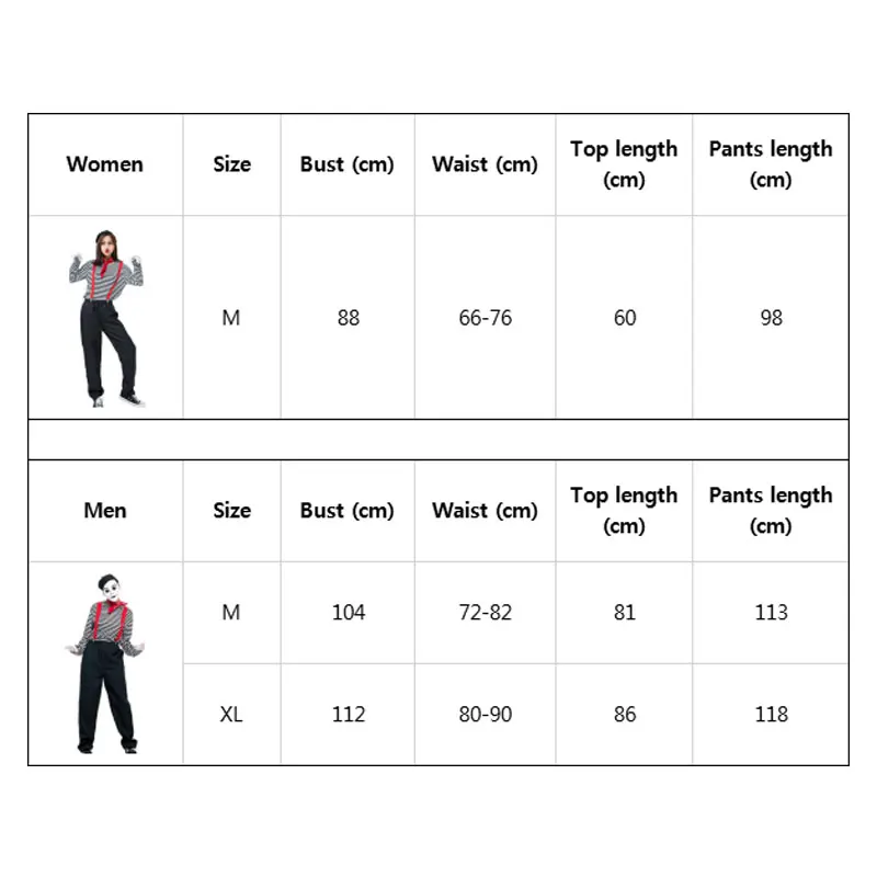 Umorden унисекс костюм мима художника для женщин мужчин черный белый бесшумный актерский костюм наряд французский мимический клоун костюмы