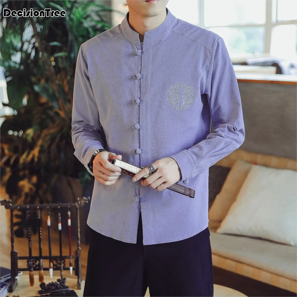 2019 summer men high qualiyt cotton linen long china style kongfu coat male loose kimono cardigan overcoat