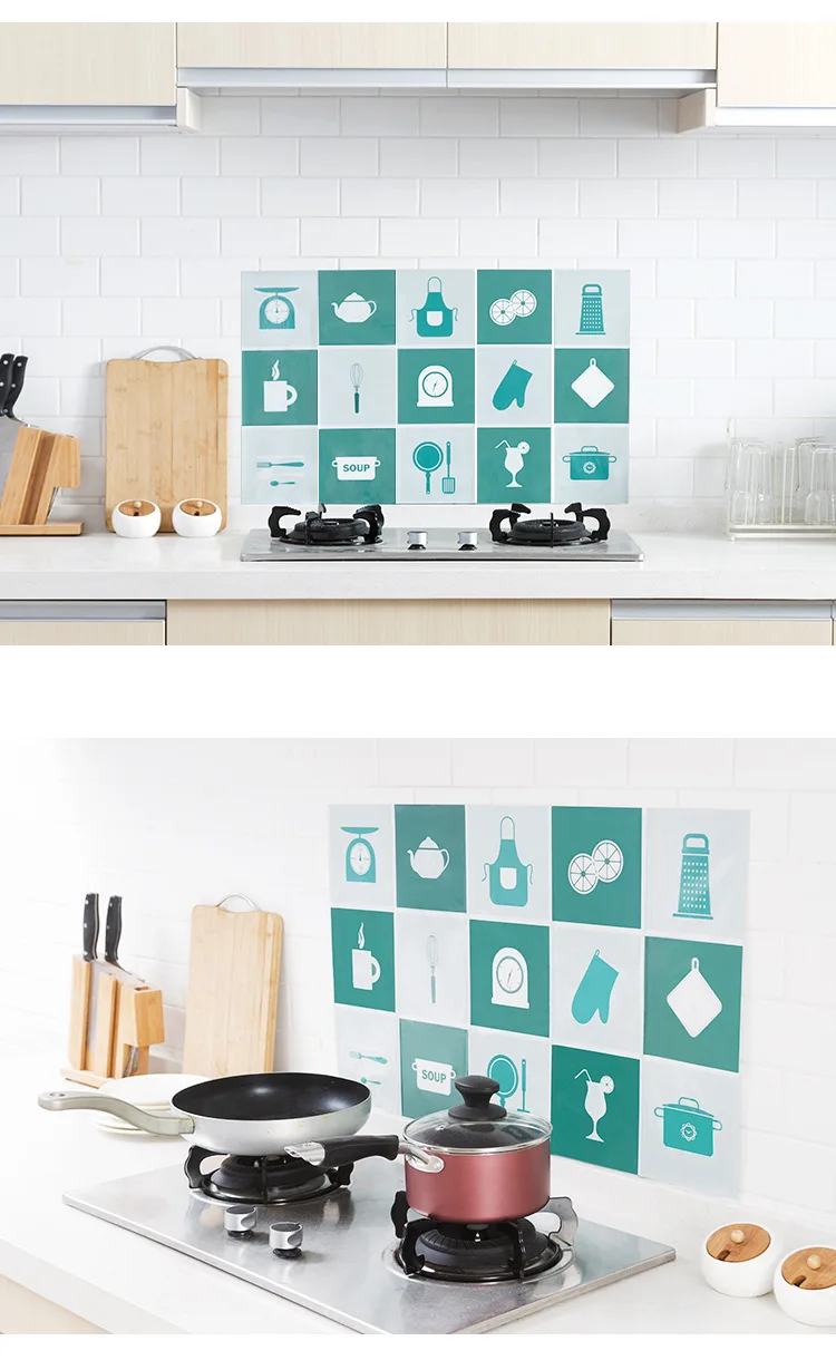 75*45 см кухонные маслостойкие съемные настенные наклейки из алюминиевой фольги, художественный декор, наклейка для дома, масляные наклейки на стену