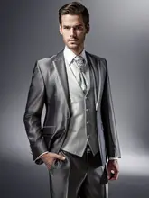 2017 Latest Coat Pant Designs Sliver Grey Satin Formal Wedding Suit For Men Custom Made 3 Pieces Tuxedo Men jaqueta masculino