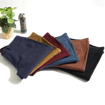 

Men Cotton Slim Fit Straight Trousers Elasticity Stretch Classic Dress cotton straight spring and summer long section men's cla