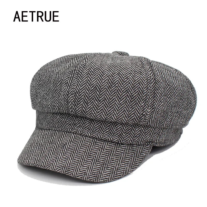 

AETRUE Men Octagonal Hats Cap Male Women Octagonal Hats For Women Fashion Corduroy Spring Boina Striped Casual Newsboy Caps 2018