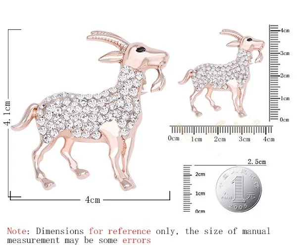 Модная Золотая брошь с овцой, красивые стразы, броши с кристаллами, свадебные платья для женщин, броши в виде козы, X1582