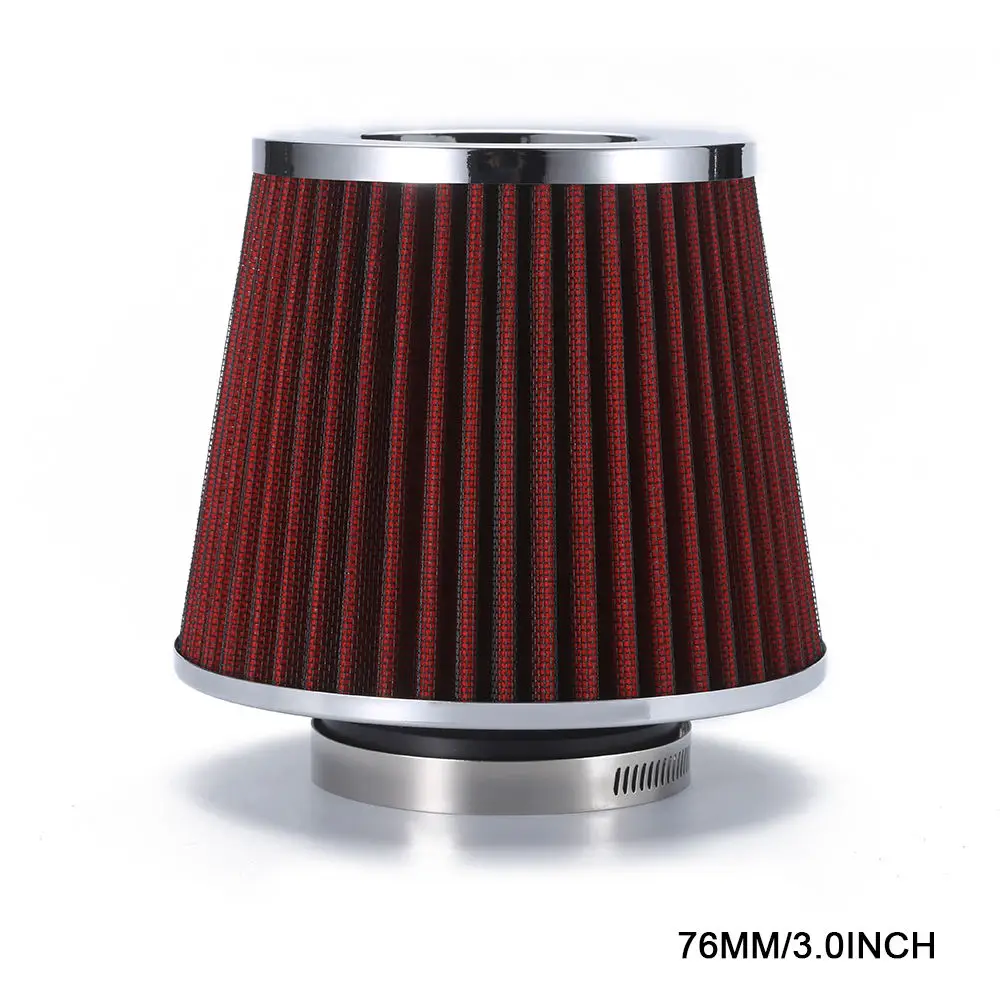 Modificación del filtro de aire de 76mm para el filtro de admisión de aire frío del automóvil al filtro de aire de admisión automática Universal de la cabeza de seta rojo