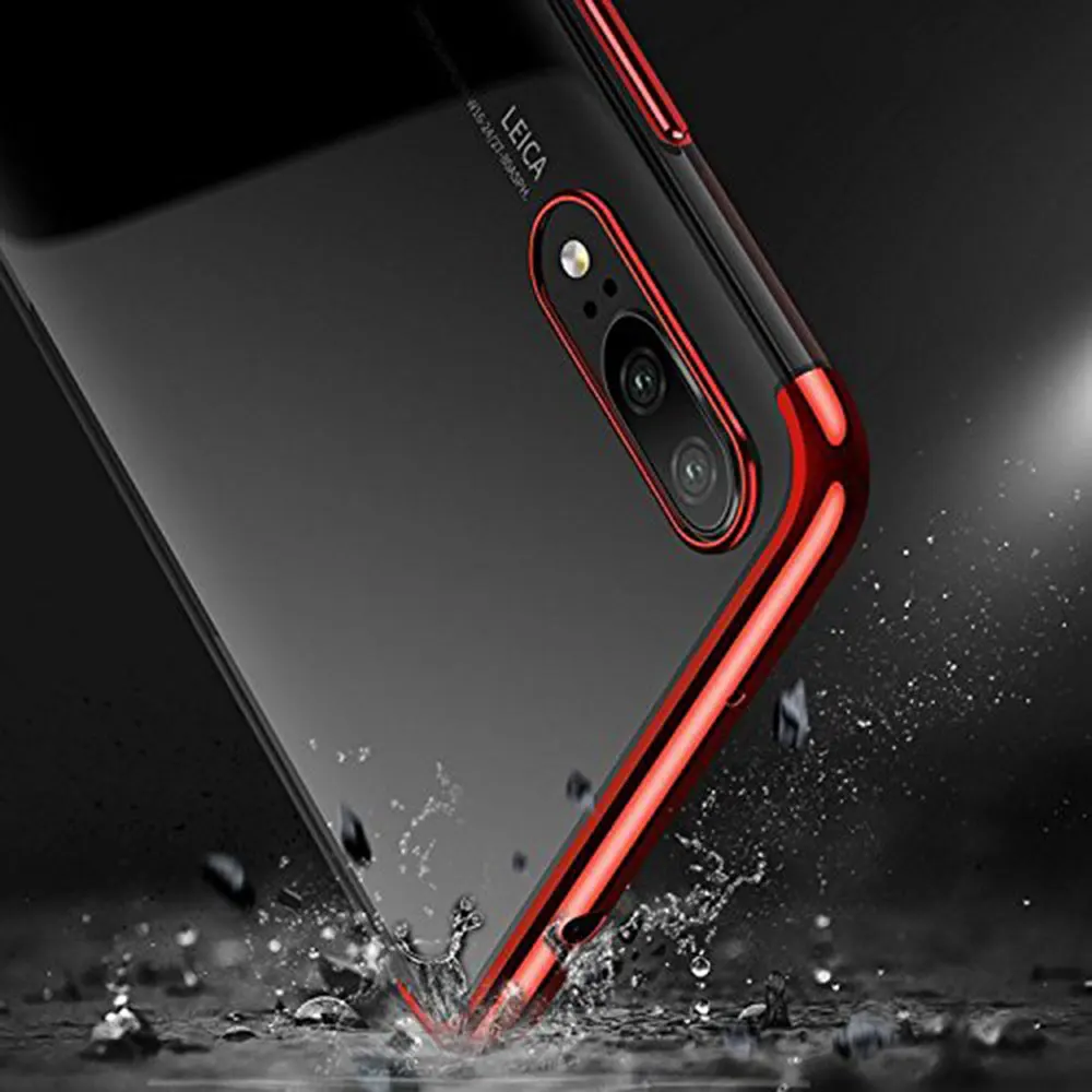 Portefeuille For Huawei P20 Pro Case Transparent Plating Frame Clear Soft Silicone Bumper Cover For Huawei P20 Lite Honor 10 V10 (4)