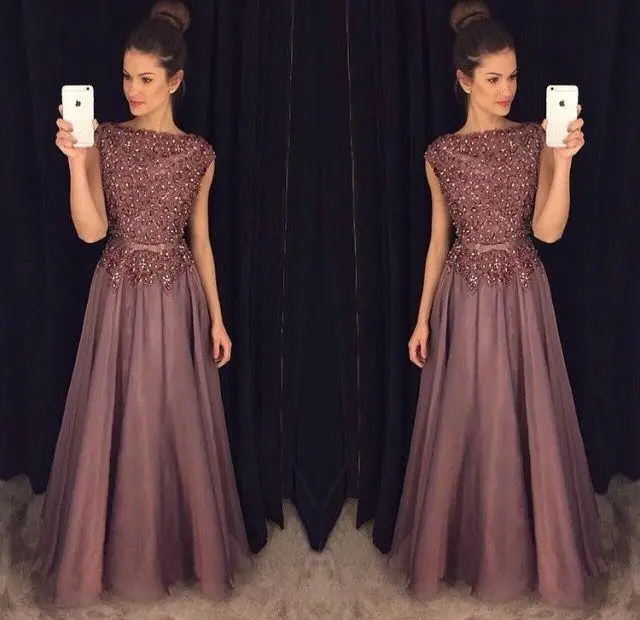 Vintage Prom Dresses with Cap Sleeves