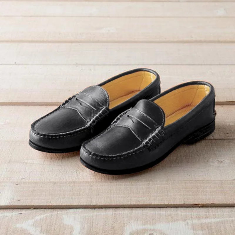 1 Oeak Genuine Leather Women Shoes Luxury Women Loafers Breathable Slip on Black Driving Shoes Plus Size hot sale - Цвет: 1