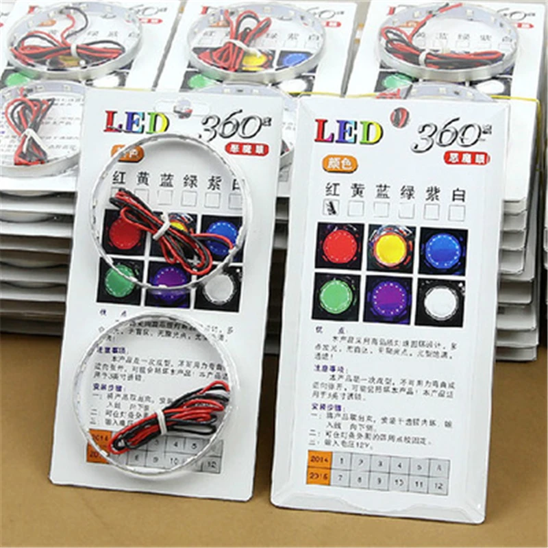 

2PCS/Set 360 Evil Eyes Devil Eyes 3528 15 SMD LED Headlights DRL For 2.5 3 inch Lens 9-16V DC Blue Red Green Green Purple
