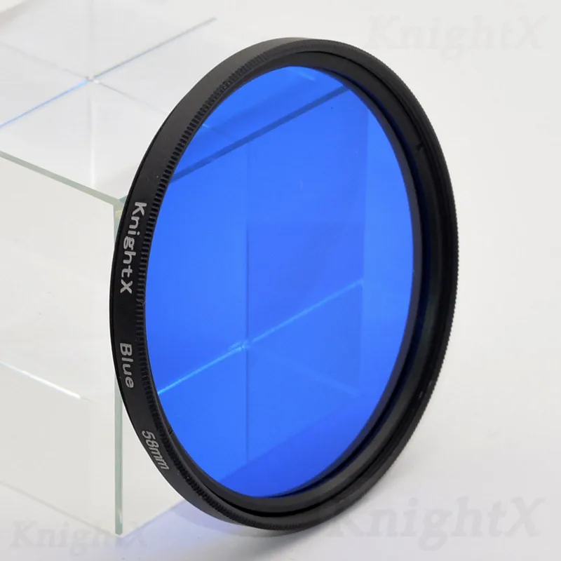 KnightX 24 цветной фильтр UV ND Star для nikon canon 49 мм 52 мм 55 мм 58 мм 62 мм 67 мм 72 мм 77 мм canon go pro d5300 600d d3200 d5100 - Цвет: Blue