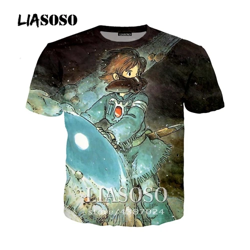LIASOSO Harajuku стиль пуловер футболки унисекс аниме Nausicaa долины ветра 3D принт футболка Топы брендовая одежда A109 - Цвет: 6