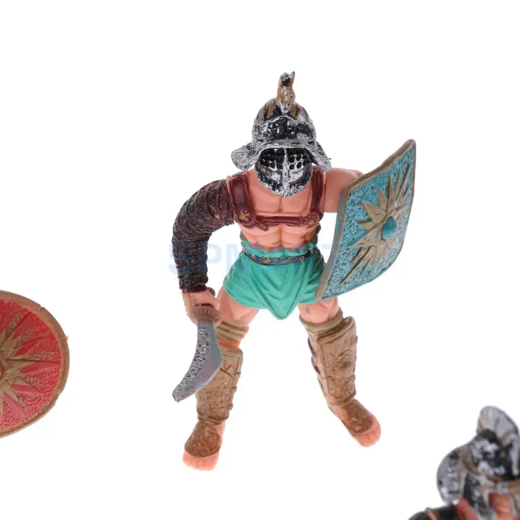 6pcs Plastic Ancient Roman Gladiator Warriors Medieval Soldier Action Figures Model Military Playset DIY Scenes Kids Adult