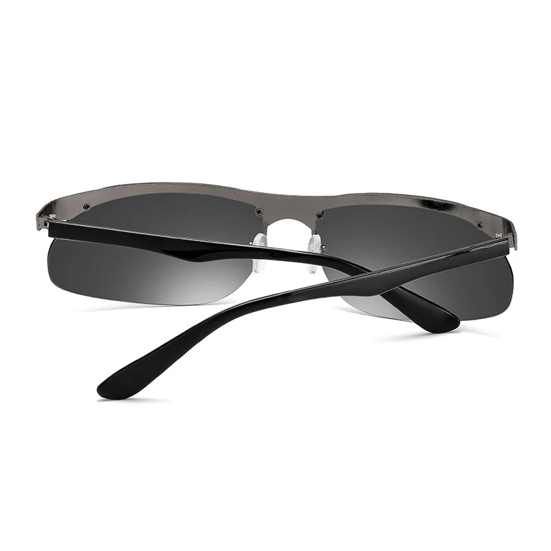 Полу-поляризованные солнцезащитные очки без оправы Для мужчин UV400 водительские солнцезащитные очки с зеркальными стеколами, высокое качество классические очки ретро Винтаж очки