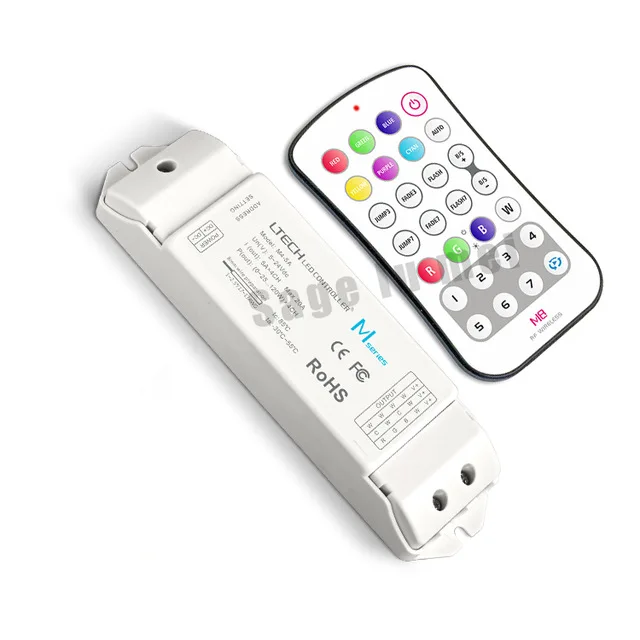 

LTECH M8+M4-5A DC5-24V 5Ax4CH 20A RGBW CV LED Receiving Controller + M8 RF Wireless Button Remote for 5050 RGBW LED Strip lights