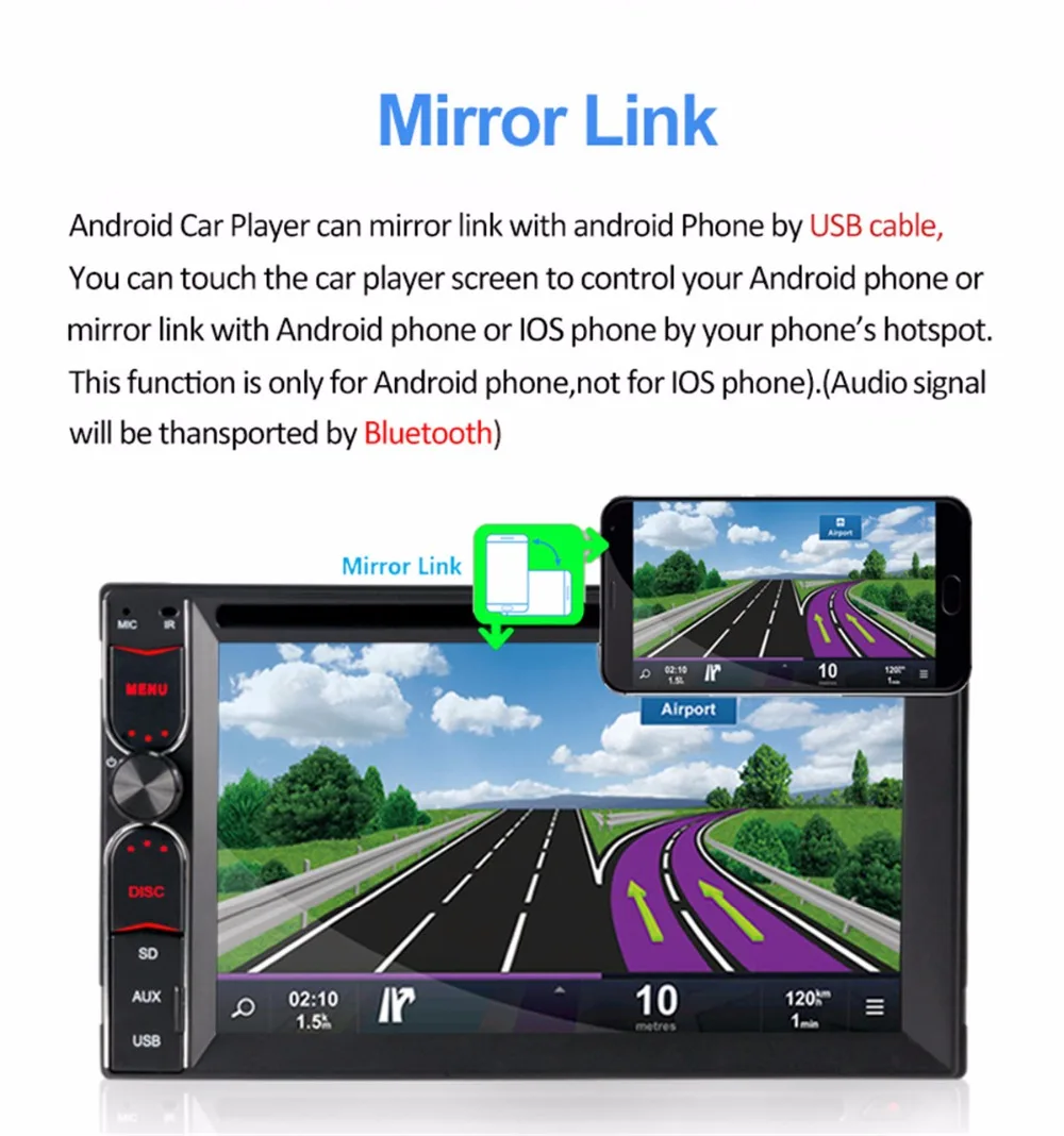 Clearance 2GB RAM 32GB ROM 4 Core Android 6.0.1 Universal Central Multimidia Double 2din 2 din Car Radio DVD Player GPS Navigation 7