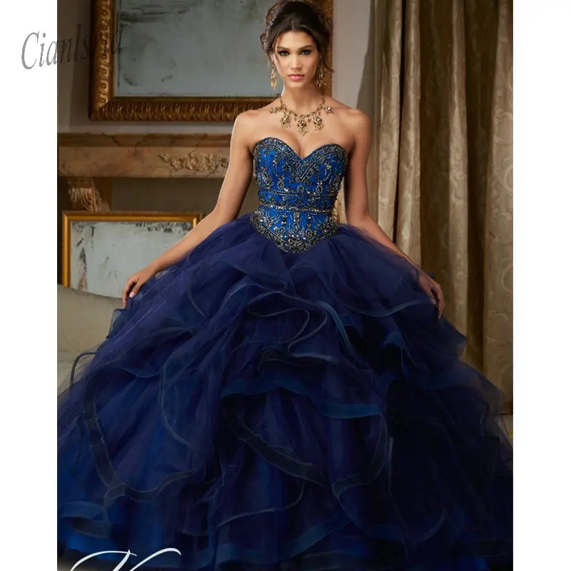 Vestidos Debutante Королевский синий Beaidng сладкий 16 платья бальное платье для дня рождения Paty Vestido Para 15 Anos - Цвет: same as pic