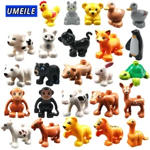 UMEILE Block Brick Diy Zoo Animal Series Big Particle Building Blocks Penguin/Fox Kids Baby Bath Toys Compatible with Duplo Gift