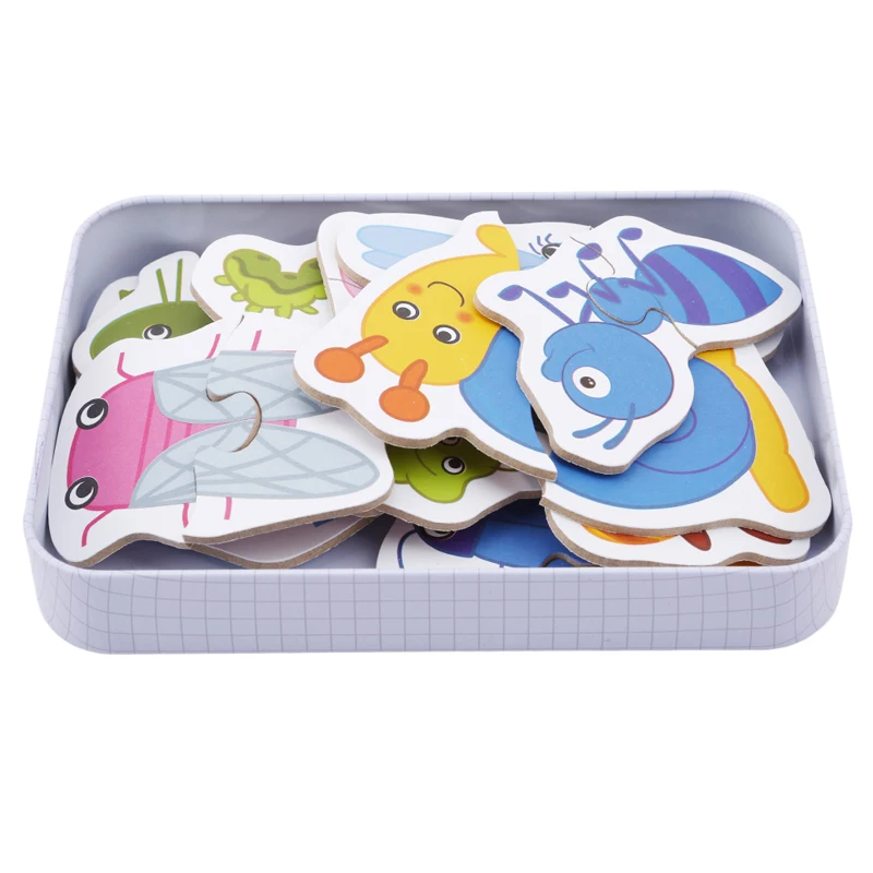 

Cognitive Card Vehicle/Fruit/Animal Set Pair Puzzle Educational Gift Baby Toys Iron Box Infant Early Head Start Training Puzzle