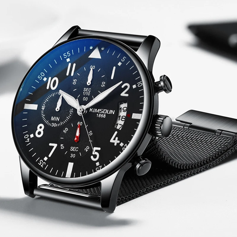 

Fashion Men's Quartz Chronograph Wrist Watch Stainless Steel Sport Watch Waterproof Watch for Men Male Clock Relogio Masculino