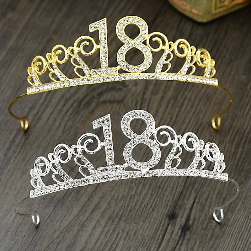 

Gold/Silver Rhinestone Women Girl 18 Yearls Old Birthday Tiaras and Crown Diadem Headpiece Party Hair Jewelry Accessories VL