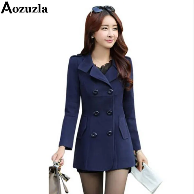 Women Blazers And Jackets 2016 Fashionable Plus Size M-3XL Double Breasted Button Blazers Wool Coat Winter Blaser Femenino Y466