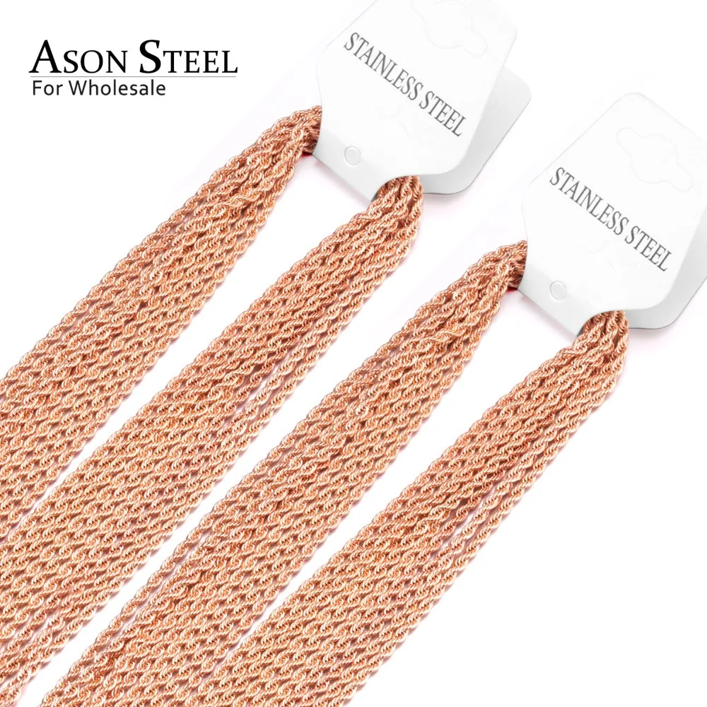 

ASONSTEEL Twisted Singapore Chain Rose Gold Chain Neckalce For Pendant 18 20 22 24 inch Necklace Wholesale Accessories Women/Men