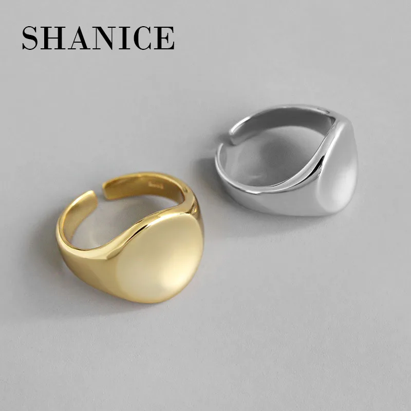 Skup SHANICE 925 sterling silver otwarty pierścionek gładki męski damski Rock Punk Rings fajne modne indywidualność sygnet Party Jewelry