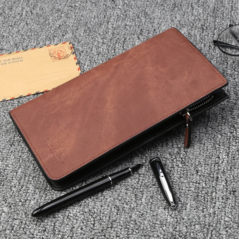 

Wallet men vintage style high quality men wallets purse male clutch multifunctional zipper around money bag