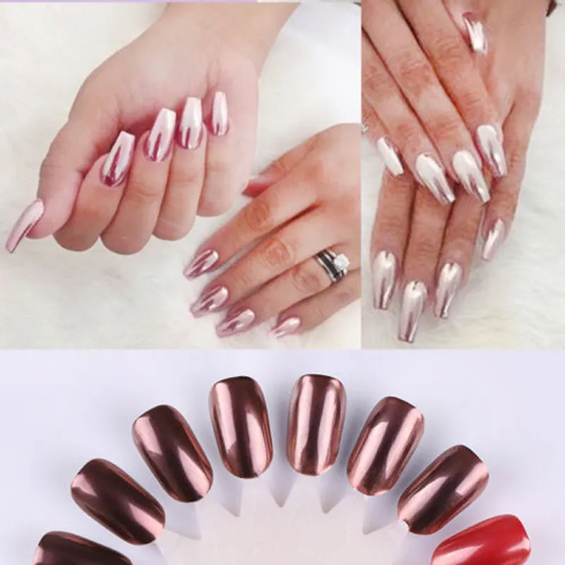 2g Rose Gold Mirror Chrome Effect Nail Glitter Powder Dust Shining Glitters DIY Nail Art Decoration