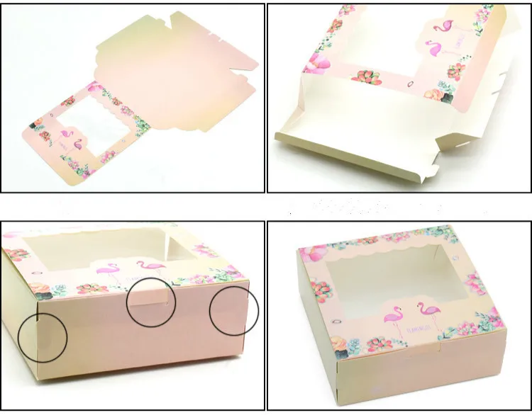 50 шт Фламинго Подарочная бумажная коробка День рождения Свадьба Вечеринка Крафт бумажная коробка с окном торт упаковка Конфеты Кекс и печенья коробки