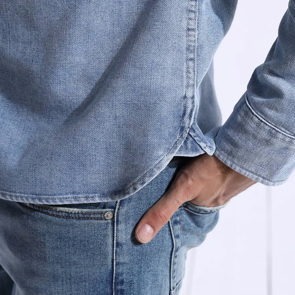 SIMWOOD 2019 новые весенние Джинсовые рубашки Для мужчин карман Slim Fit с длинным рукавом