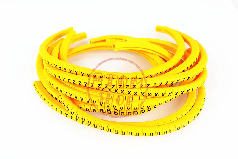 Yellow500pcs EC-0 EC-1 EC-2 EC-3 1.5mm2A-J abcdefjhij английские буквы гибких печатных рукав ярлыка трубки Сетевой провод Кабель маркер