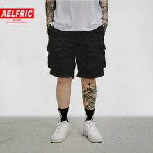 AELFRIC мульти-карманы Лоскутная шнурок карго шорты мужские летние Харадзюку хип хоп повседневные до колена джоггеры короткие тренировочные штаны