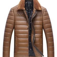 Повседневное Для мужчин Кожаная куртка зимняя кожаная куртка Для мужчин из искусственной овчины пальто большой Размеры отложной воротник кожаные пальто