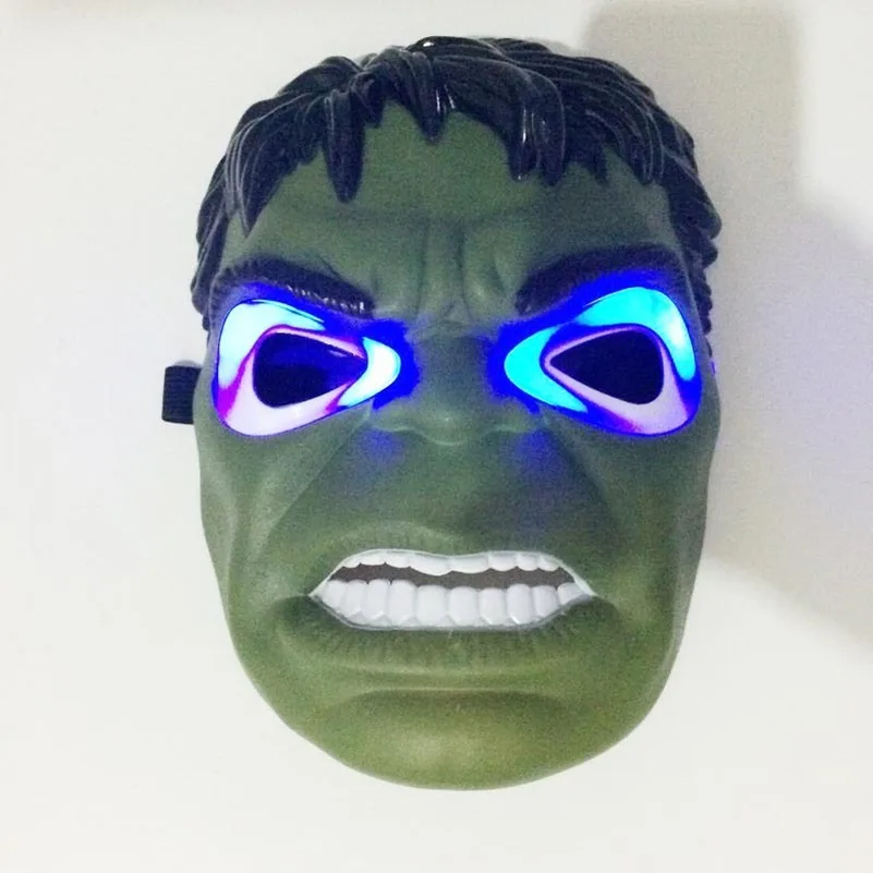 1pc Halloween Party Supplies Glowing LED Mask Avengers Hero Cosplay Captain America Iron Man Superhero Spiderman Hulk Batman